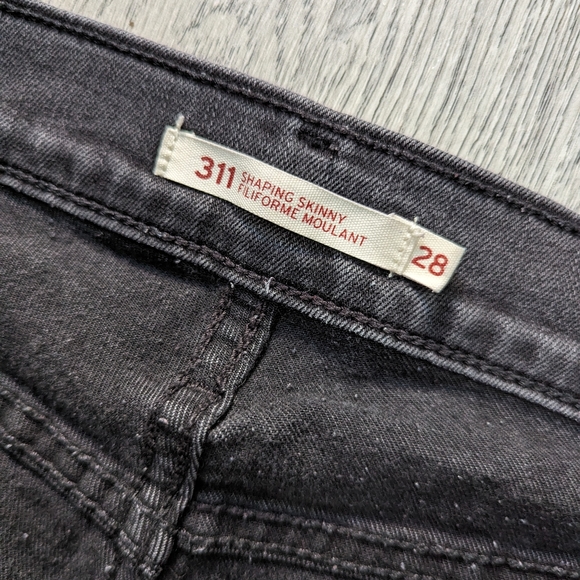 Levi's black denim 311 skinny shaping jeans size 28 alternative goth - Picture 2 of 11